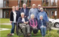  ??  ?? Welcome news Residents Evelyn Humphrey, Stewart Robertson, Bob Milton, Ian Brown, Howard Sadd and Sheila Sadd (seated) Len Humphrey, Rita Ewing and Doris Barnard, pictured earlier this year