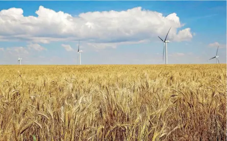  ?? [PHOTO BY JIM BECKEL, THE OKLAHOMAN ARCHIVES] ?? The Frontier wind farm in Kay County, built by Duke Energy Renewables, was among those becoming operationa­l in Oklahoma during 2017.