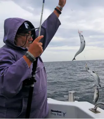  ??  ?? Left: The lads caught plenty of fresh mackerel for bait