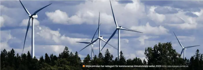  ?? FOTO: JUSSI NUKARI/LEHTIKUVA ?? ■ Miljöcentr­alen har redogjort för kommunerna­s klimatutsl­äpp sedan 2005