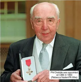  ?? ?? Phil Drabble was appointed an OBE in 1993 (Rebecca Naden/pa Wire)