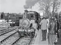  ?? DAVID HEPBURNE-SCOTT/RAIL ARCHIVE STEPHENSON ?? Kent & East Sussex Railway ‘Terrier’ 0-6-0T No. 10 Sutton waits to depart Tenterden Town on February 3, 1974 – the day passenger trains began operating on the heritage line.