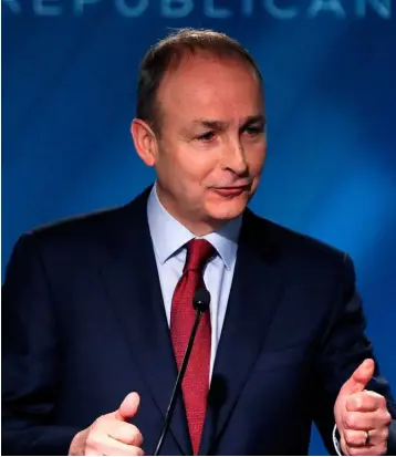  ??  ?? THUMBS UP: Fianna Fail leader Micheal Martin said last week that “We need to re-think how we live” — a simple yet powerful expression of an opportunit­y that should appeal to other parties