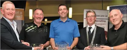  ??  ?? Runners up Declan Murphy Recruit Island, Paul Rogan Moffett, Kevin Redmond Moffett, Pat McCormick Chamber President and Kevin Turnbull Moffett.