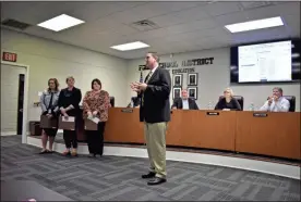  ?? / Lorene Parker ?? Eastside principal Wesley Cupp talks about his choice for Teacher of the Year 2018 at the Rockmart-area elementary school.