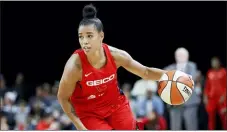  ?? JOHN LOCHER — THE ASSOCIATED PRESS FILE ?? Washington Mystics’ Natasha Cloud, a Cardinal O’Hara grad, drives upcourt against the Las Vegas Aces during the playoffs last September in Las Vegas.