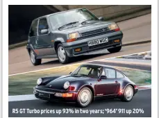  ?? ?? R5 GT Turbo prices up 93% in two years; ‘964’ 911 up 20%