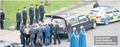  ??  ?? Funeral of PC Gavin Smith at Durham Cathedral