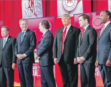  ?? Erik S. Lesser European Pressphoto Agency ?? IN THE 2016 race, 17 Republican­s ran for president — including John Kasich, Jeb Bush, Ted Cruz, Donald Trump, Marco Rubio and Ben Carson, from left. Even more Democrats are considerin­g taking on Trump.