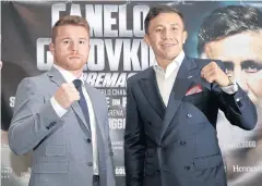  ?? REUTERS ?? Saul Alvarez, left, and Gennady Golovkin during a press conference in London.