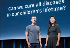  ??  ?? JEFF CHIU/AP Mark Zuckerberg and wife Priscilla Chan want to accelerate basic scientific research.