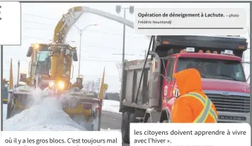  ?? Frédéric Hountondji —photo ?? Opération de déneigemen­t à Lachute.