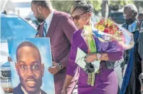  ?? SEAN RAYFORD GETTY IMAGES ?? Wanda Cooper-Jones leaves a courthouse in Brunswick, Ga., on Tuesday as jury deliberati­ons began in the trial over the killing of her son, Ahmaud Arbery.