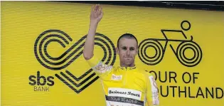  ?? PHOTO: JAMES JUBB/STUDIO JUBB ?? Tom Terrific . . . Southlande­r Tom Sexton celebrates with the Tour of Southland leader’s yellow jersey.