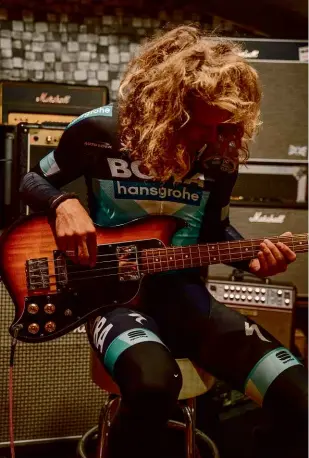  ??  ?? Bora-hansgrohe’s bass-playing Italian Daniel Oss is just one of many music-mad cyclists in the peloton