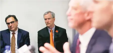  ??  ?? Bears president Ted Phillips ( left) and chairman George McCaskey haven’t had much success with their recent hires. | CHARLES REX ARBOGAST/ AP