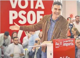  ?? MIGUEL ÁNGEL GONZÁLEZ ?? Pedro Sánchez, durante su intervenci­ón.