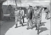  ?? PTI ?? Defence and finance minister Arun Jaitley during his visit to the Rampur Sector of north Kashmir on Friday.