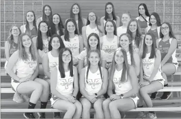  ?? Photo by Becky Polaski ?? Members of this year’s Lady Dutch track and field team are, front row, from left, Kyla Johnson, Samantha Hayes, and Brianna Grotzinger; second row, Katlyn Stauffer, Rachel Fleming, Ava Johnson, Gina VanSlander, and Abigail Erich; third row, Maddy Wittman, Madison Blythe, Isabelle Caskey, Payton Bauer, Holly Anthony, and Lily Chemlar; fourth row, Nevaeh Wildnauer, Izzy Catalone, ViviAnne Catalone, Jillian Kline, and Caitlin Blessel; and back row, Mallory Secco, Rylee Nicklas, Maura Caskey, and Zoey Nunamaker. Missing from the photo are Kelsie Bellotti, Savannah McAlee, Sophia Radkowski, Sydney Smith, Gianna Whitaker, Gianna Kastner, Jayna Sette, and Emma Sidelinger.