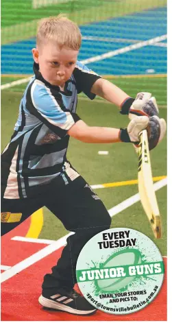  ?? Pictures: EVAN MORGAN ?? STORIES EMAILYOUR ANDPICSTO:
. in let nsvillebul
ALLROUNDER: Townsville Wildcats under-10 Gold player Jonty Furnell, 9, at the Junior Indoor Cricket State Titles.
