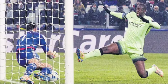  ??  ?? Manchester City’s Yaya Toure, right, in action during the Uefa Champions League match against Juventus.