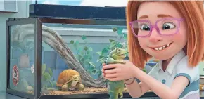  ?? NETFLIX ?? Leo (voiced by Adam Sandler, center) is a 74-year-old class lizard who doles out life lessons to Summer (Sunny Sandler) and her fifth-grade classmates – much to the chagrin of fellow pet turtle Squirtle (Bill Burr) – in the Netflix animated comedy "Leo."