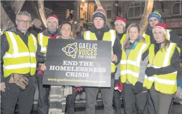  ??  ?? Taking part in the sleepout were (clockwise from top) Joe Brolly, Ross Carr, Jane Adams, Justin McNulty, Caoline O’Hanlon, Gemma Begley, Chrissy McKaigue and Marian McGuiness; Adele Archibald and Kelly Maybin collect money with Clare Hanna of the SDLP;...