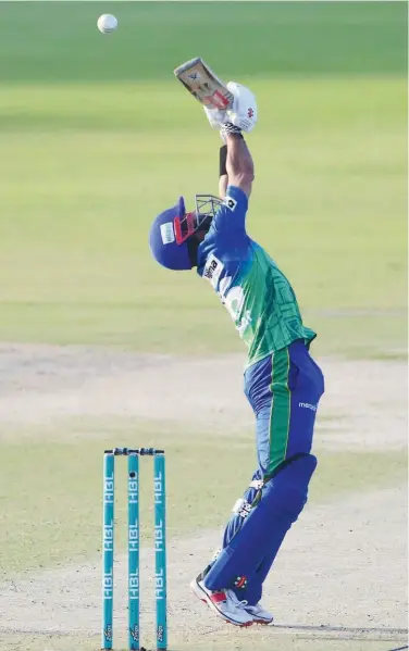  ?? Agence France-presse ?? Multan Sultans’ Mohammad Rizwan plays a shot during their PSL match against Lahore Qalandars at the National Stadium in Karachi on Friday.