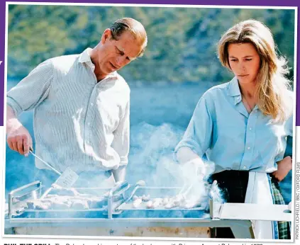  ?? ?? PHIL THE GRILL: The Duke shows his mastery of the barbecue with Princess Anne at Balmoral in 1972