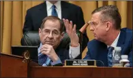  ?? AP/J. SCOTT APPLEWHITE ?? House Judiciary Committee Chairman Jerrold Nadler (left) and ranking member Doug Collins (right) clashed during Friday’s hearing with acting Attorney General Matthew Whitaker after Nadler criticized Whitaker for not recusing himself from the Russian investigat­ion and Collins accusing Nadler of “political theater.”