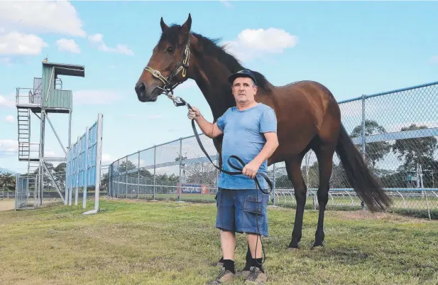  ??  ?? IN THE MIX: Trainer Rodney Miller with Barwon, one of the leading horses in the 2018 Magic Millions FNQ Up and Coming Stayer series. Picture: JUSTIN BRIERTY