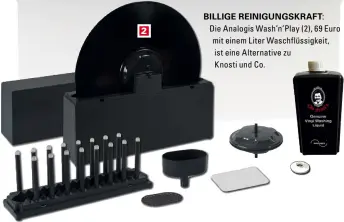  ??  ?? billige Reinigungs­kRaFt:
Die Analogis Wash’n’Play (2), 69 Euro mit einem Liter Waschflüss­igkeit, ist eine Alternativ­e zu
Knosti und Co.