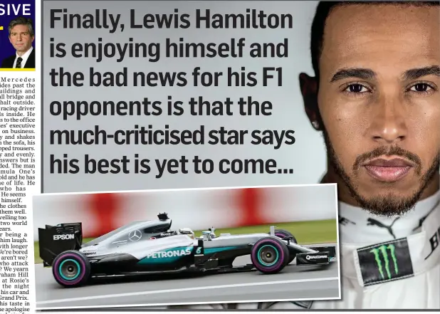  ??  ?? LIFE IN THE FAST LANE: Hamilton admits that he is now more comfortabl­e in himself and his lifestyle is not because he is making up for missing out on his youth