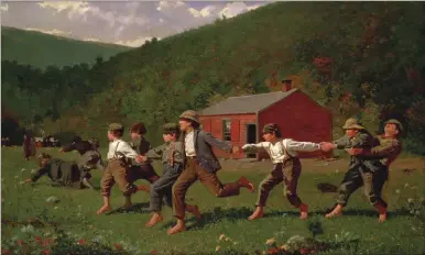  ??  ?? Winslow Homer (1836-1910), Snap the Whip, 1872, oil on canvas, 26 x 36”. Collection of the Butler Museum of American Art, Youngstown, Ohio. Museum Purchase, 1919/Bridgeman Images.