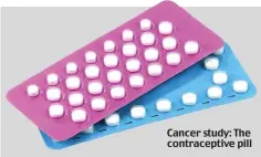  ??  ?? Cancer study: The contracept­ive pill