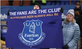  ?? Photograph: Javier García/Shuttersto­ck ?? Everton supporters hold up a banner during last weekend’s defeat against Southampto­n.