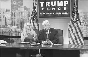 ??  ?? McKinnon as Kellyanne Conway and Baldwin as Donald Trump during the Dec 3 ‘SNL’ show. — Will Heath, NBC photo