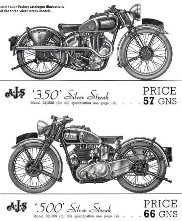  ??  ?? ABOVE & BELOW Factory catalogue illustrati­ons of the three Silver Streak models.