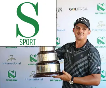  ?? | Sunshine Tour ?? CHRISTIAAN Bezuidenho­ut with the coveted SA Open trophy at Gary Player Country Club at Sun City yesterday.