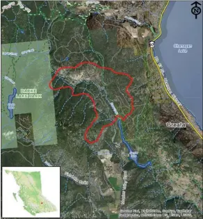  ?? BC Wildfire Service ?? A BC Wildfire Service map shows the perimeter of the Finlay Creek fire as of Monday.