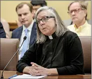  ?? Arkansas Democrat-Gazette/JOHN SYKES JR. ?? The Rev. Gail Brooks of Canvas Community Church in Little Rock speaks against the tax-cut bill Tuesday at the Capitol. Opponents of the measure say the state has more pressing needs.