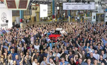  ?? PHOTO: HOLDEN/AAP ?? END OF AN ERA: The last Holden rolls off the production line in Elizabeth.