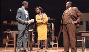  ?? Joan Marcus / Associated Press ?? From left, Brandon Micheal Hall, LaChanze and Chuck Cooper during a performanc­e of the Roundabout Theatre Company play “Trouble in Mind” in New York.