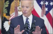  ?? EVAN VUCCI — THE ASSOCIATED PRESS ?? President Joe Biden speaks during a news conference in the East Room of the White House on Thursday in Washington.