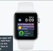  ??  ?? Third-party apps will be able to add their own cards to the Siri watch face in watchOS 5
