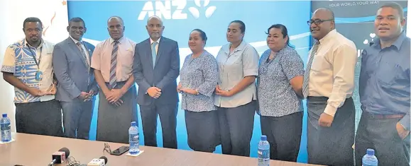  ?? Photo: ANZ Media ?? From left: ANZ Fiji Accountant, Salesitino Bau Komainalov­o (holding his Civic Leadership Award), Director for Reach 4 Your Future Foundation Ganesh Sen, Minister for Youth and Sports Laisenia Tuitubou, ANZ Fiji Country Head Saud Minam with other award...