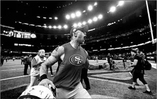  ?? BUTCH DILL/AP ?? Tight end George Kittle celebrates after the 49ers’ thrilling win over the Saints on Sunday in New Orleans.