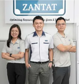  ?? ?? Sound strategy: (From left) Zantat chief financial officer aw Ee Ling, Ivan and Jc. the company says a more environmen­tally friendly direction can help the group manage costs more effectivel­y.