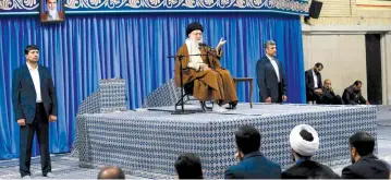  ?? (Reuters) ?? IRAN’S SUPREME LEADER Ayatollah Ali Khamenei gestures as he delivers a speech in Tehran yesterday.