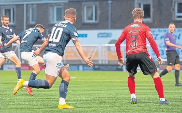  ?? ?? GOOD START: Aidan Connolly fires in a shot to put Raith Rovers one up at home to Queen’s Park, but it all went wrong for the Kirkcaldy side.